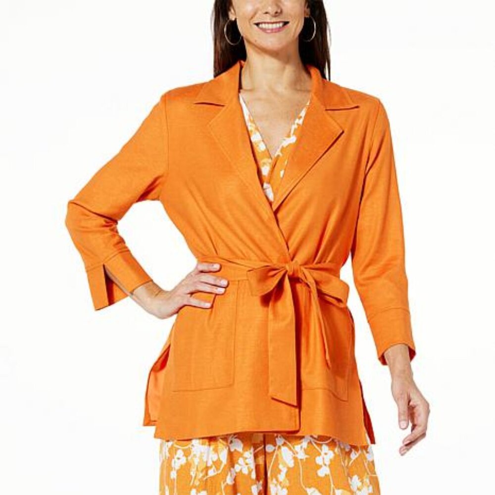 908o-Everyday Jones by Madeline Jones Belted Linen Jacket